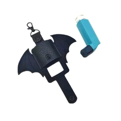 Batty black bat vinyl embroidery inhaler cover inhaler case halloween accessories cute kawaii keychain case travel accessories