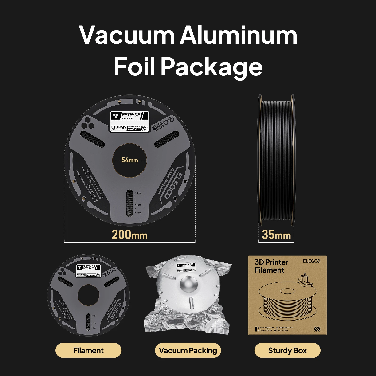  ELEGOO PETG-CF Carbon Fiber Filament 1.75 mm Mult-color 1KG Rigid and Wear-resistant 3D Printing Filament Suitable for Most FDM Printer DIY Model view 7
