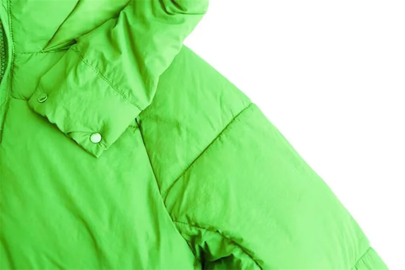 Women's Coat 2025 Winter New Style Green Long Sleeve Loose Hooded Simple Warm Cotton Jacket Casual Fashion Versatile