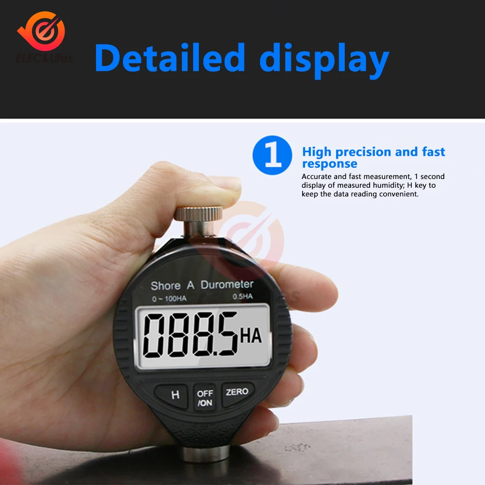 0-100 HA HD HC Digital Shore Durometer Sclerometer Rubber Hardness Tester Meter Paragraph Built-in Battery