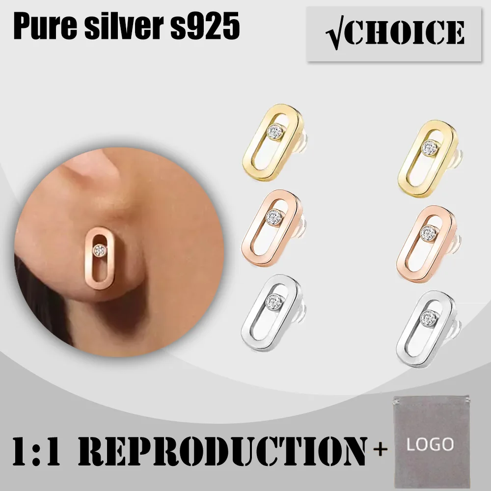 Simple style sterling silver s925 hollow diamond stud earrings messik home MOVE UNO series luxury casual women's earrings