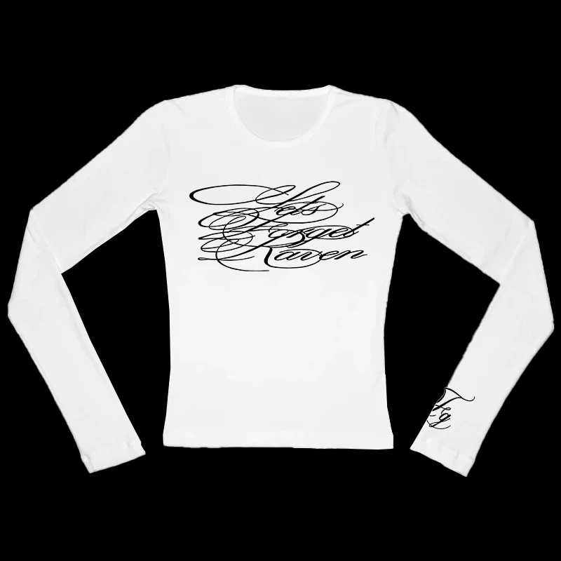 

Goth Punk Retro Hip Hop Letter Print Long Sleeved T Shirt Women Slim Fit Crop Top Girl Emo Streetwear 2000s Y2K Style Clothing