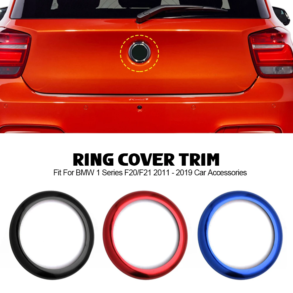 Car Rear Badge Ring Cover Logo Frame Trim Glossy Black Red Blue Sticker Fit For BMW 1 Series F20/F21 2011 - 2019 Car Accessories