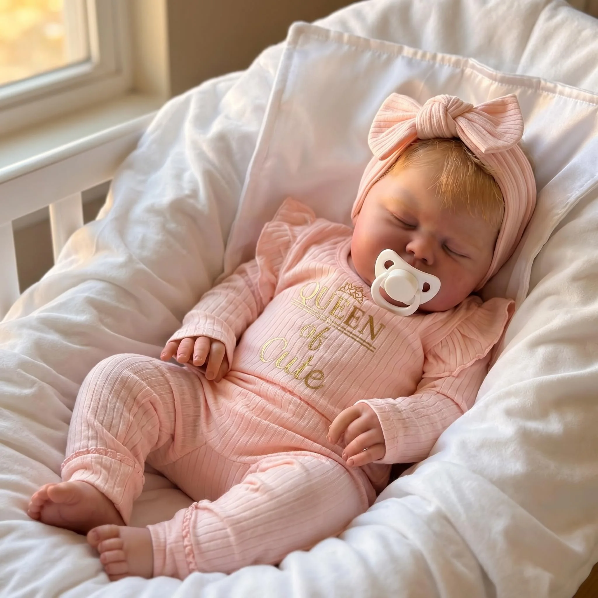 NPK 24inch Cloth Body Reborn Baby Lifelike Cuddly Baby Multiple Layers Painting 3D Skin with Visible Veins