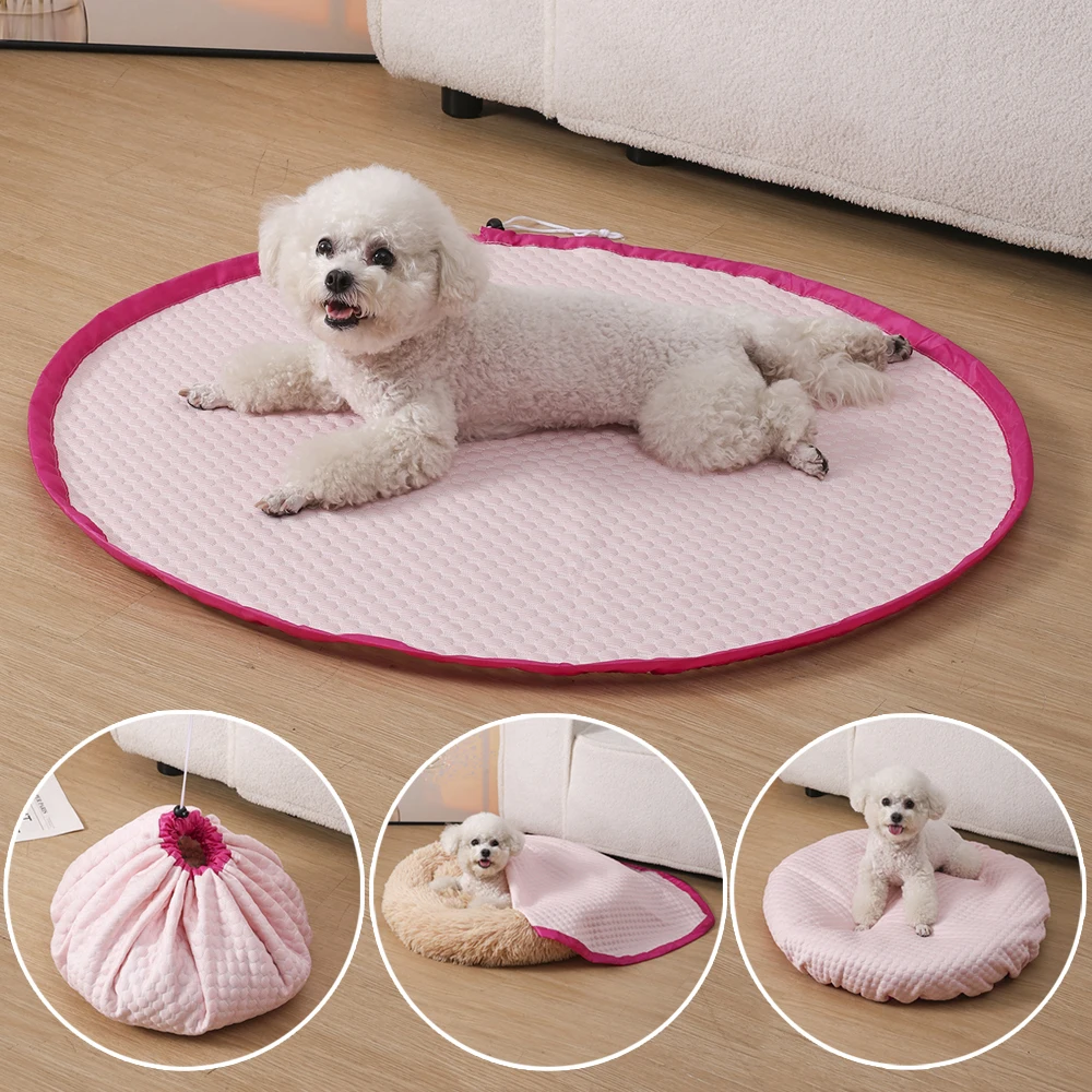 Cama refrescante redonda de seda fría para gatos y perros pequeños - imagen 4