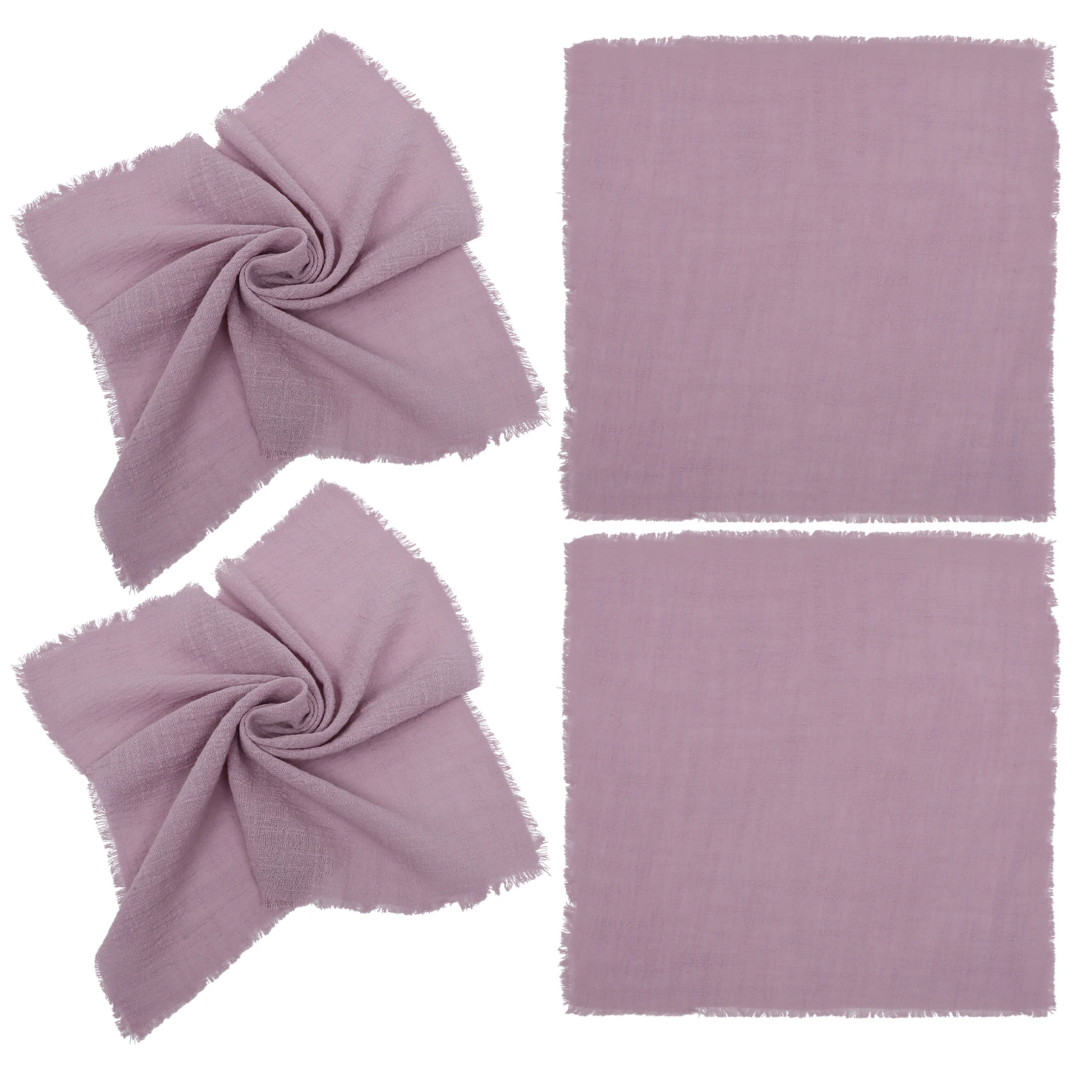 

4Pcs Cotton Linen Dinner Napkins Decorative Gauze Square Table Napkins Reusable Washable for Wedding Party Festival Restaurant