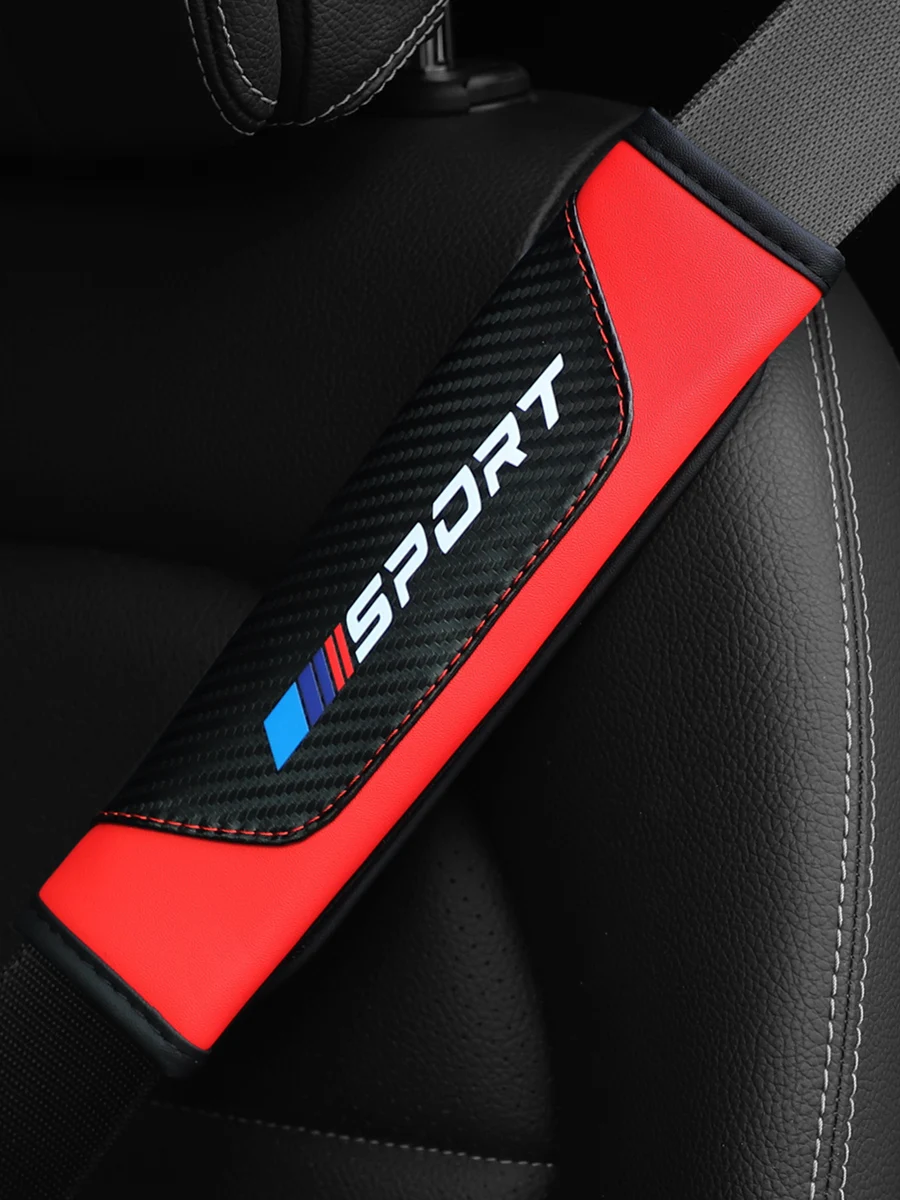 Épaulettes de voiture en cuir et Fiber de carbone PU SPORT, 2 pièces, 1 pièce, décorations de ceinture de sécurité, décorations automobiles, produits de sport élégants