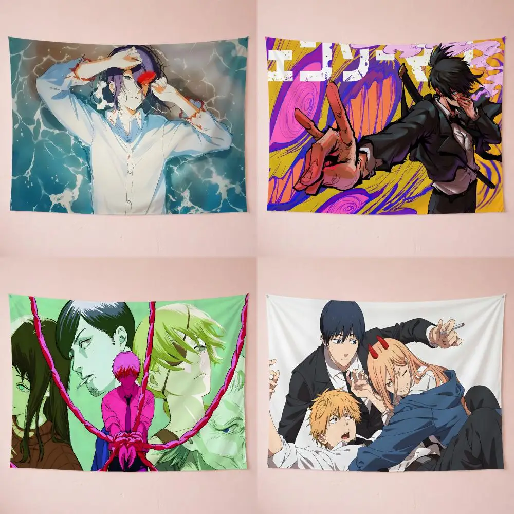 Manga Shonen Chainsaw Man Tapestry Washable Soft Wall Art Decor for Living Home Room Bedroom