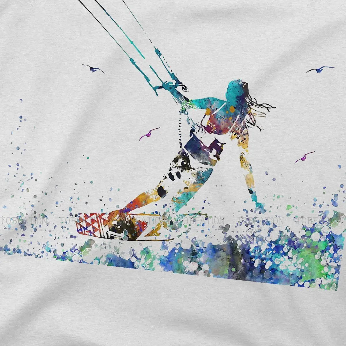 Kitesurfing Kiteboarding Flysurfing Kite TShirt for Men Watercolor Basic Summer Tee T Shirt High Quality Trendy Fluffy