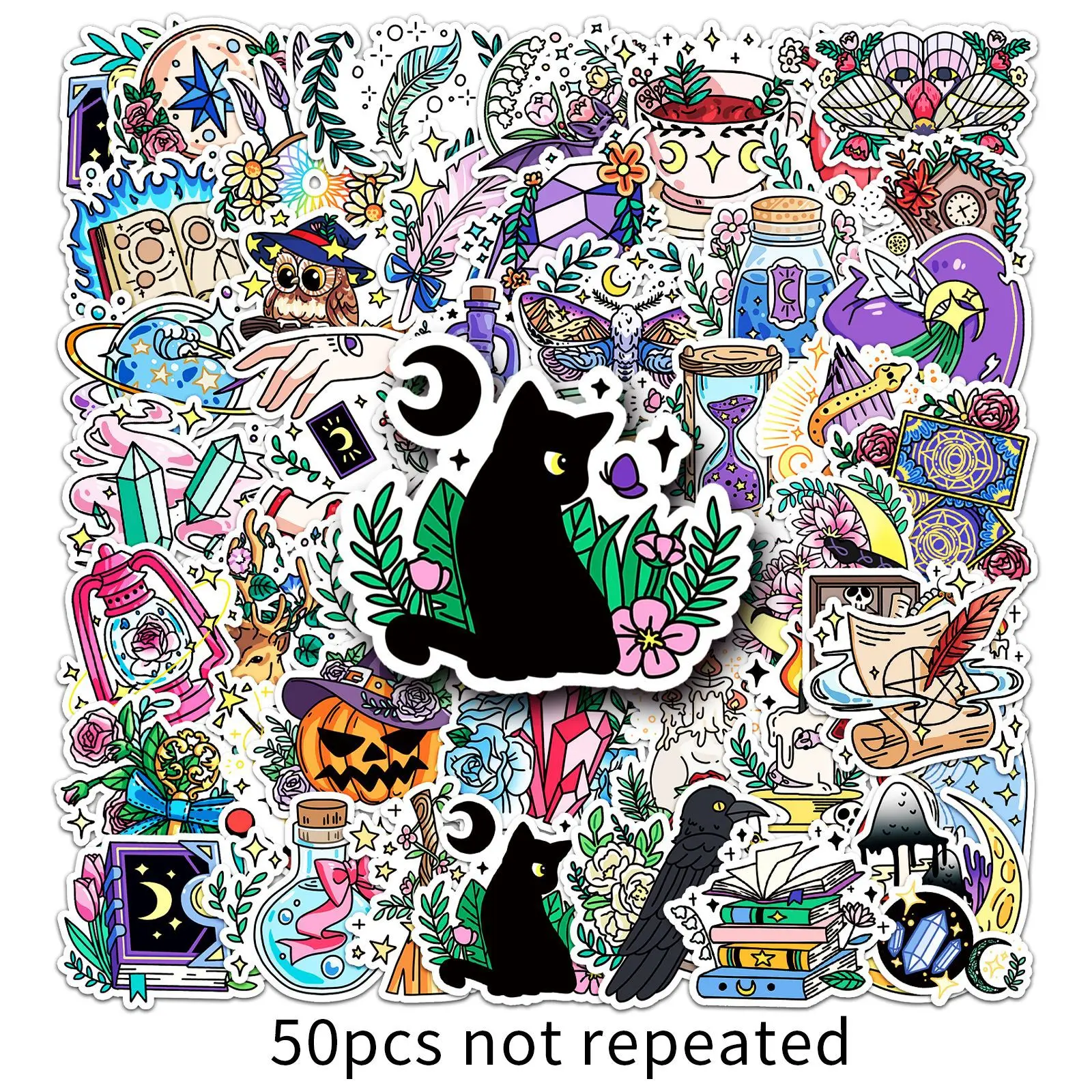 10/30/50PCS Magic Witch Crystal Plant Flower Sticker telefono fai da te Laptop bagagli Skateboard Graffiti decalcomanie divertimento per regalo per bambini