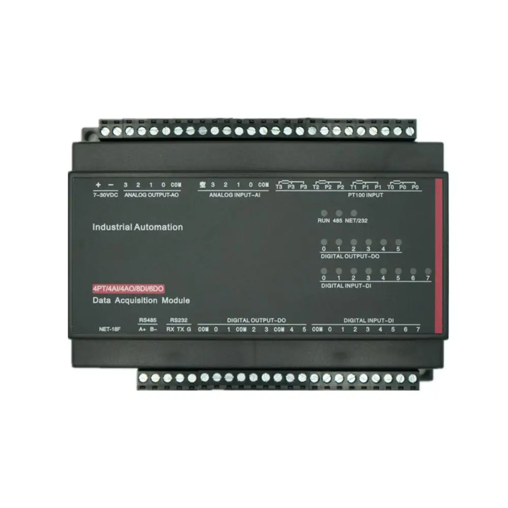 4PT+4AI+4AO+8DI+6DO 4PT100 temperature 4AI analog input 4 analog output 8DI digital input 6DO output