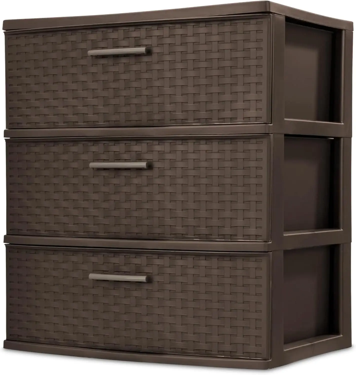 Wide 3 Drawer Weave Tower, Home Organizer, Espresso