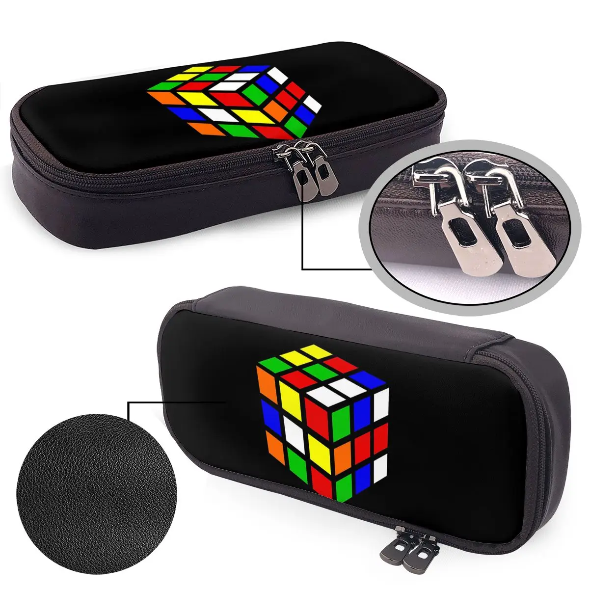 Magic Cube Leather Pencil Case for Students Gifts Pen Box Pencil Bag Stationery Supplies