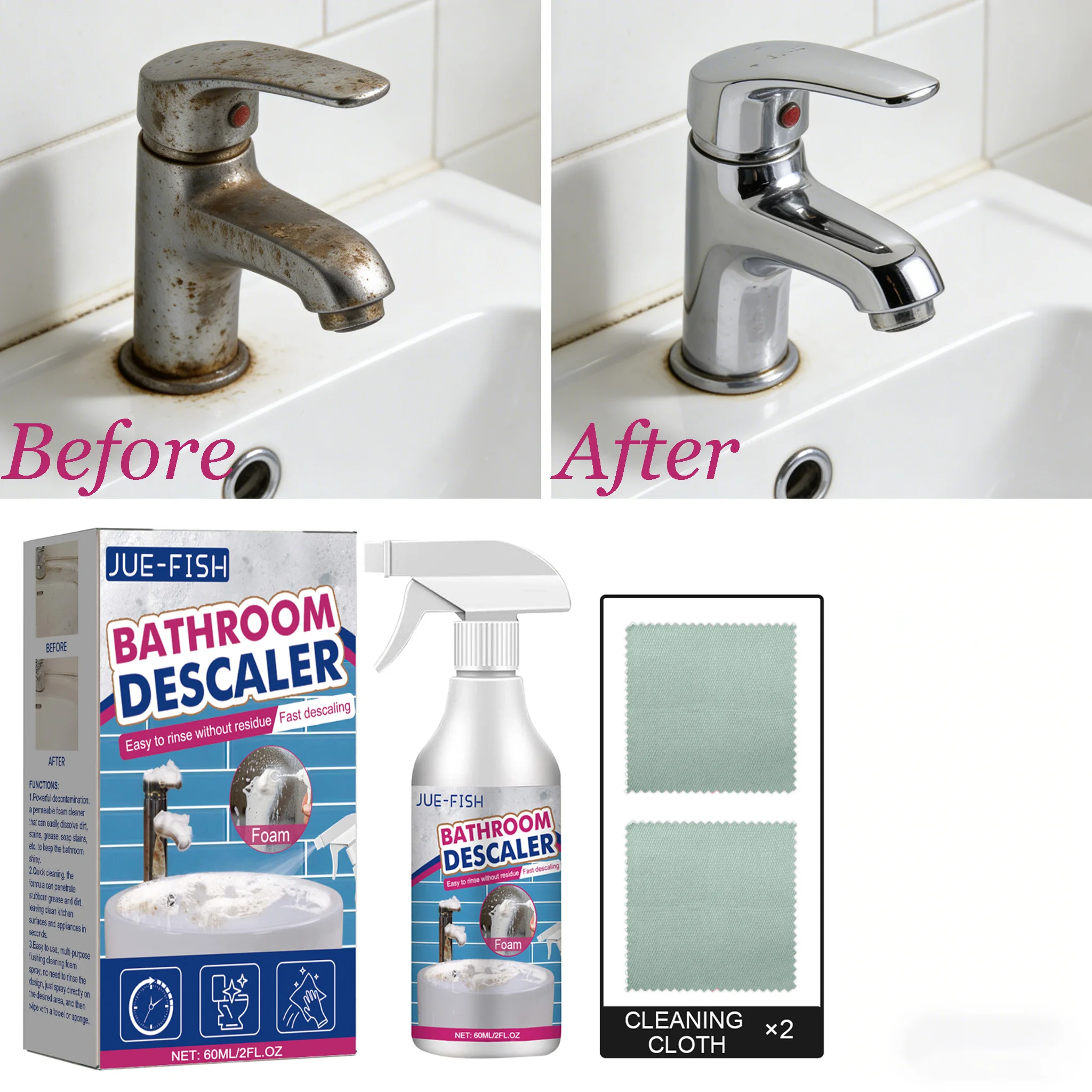 

Multi-surface Bathroom Cleaner Powerful Grime Remover Descaling Eliminate Stubborn Stains Fast Decontamination Bathroom Cleaner