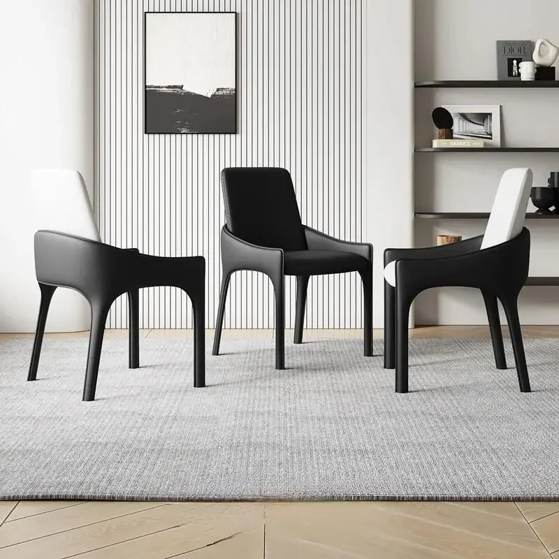 Italian saddle leather dining chair, restaurant hotel with armchair, Nordic designer desk makeup chair household dining table
