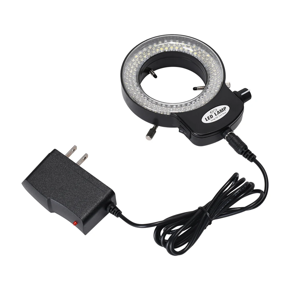 

144 LED Ring Light For Electron Microscopes-Adjustable 6500K 0-100% Brightness Power Adapter Instrument Parts Accessories