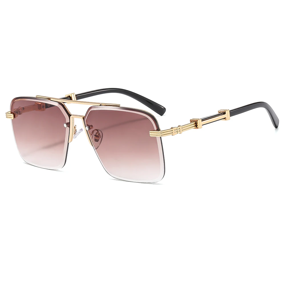 2024 New Fashion Cheetah Head Square Rimless Sun Glasses Men Diamond Leopard Vintage Decorate Eyewear Cycling UV400 Sunglasses