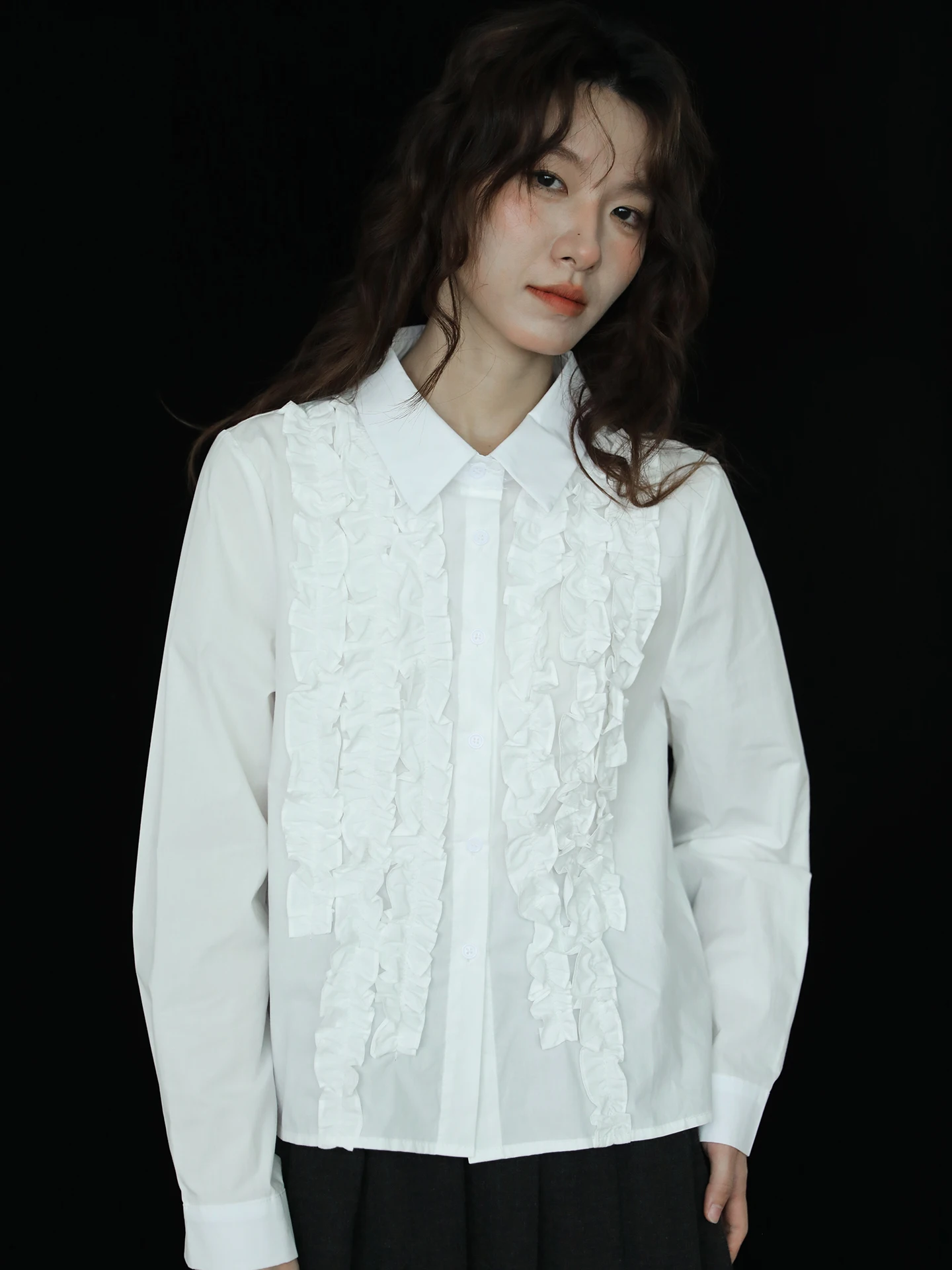 

Женская свободная рубашка с длинным рукавом, воротником-стойкой, пуговицами, из смесового хлопка, удобная, дышащая, с дизайном «уша-флап», для повседневной носки