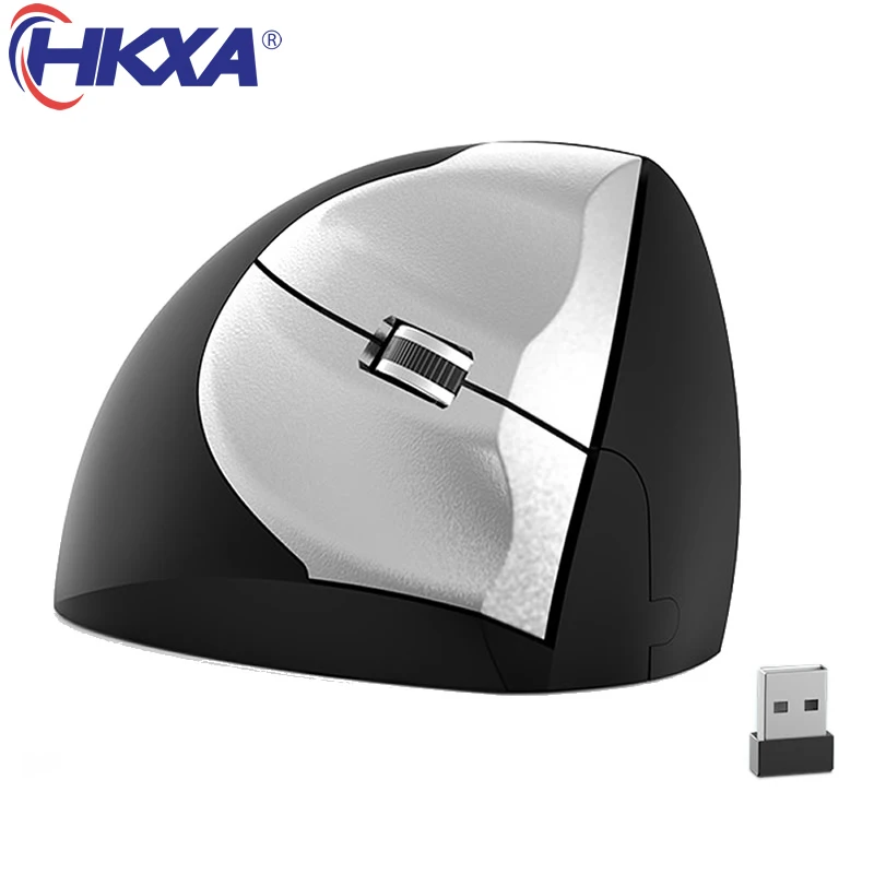 HKXA Wireless Mouse Vertical Gaming Mouse USB Computer Mice Ergonomic Desktop Upright Mouse 1600 DPI for PC Laptop Office Home