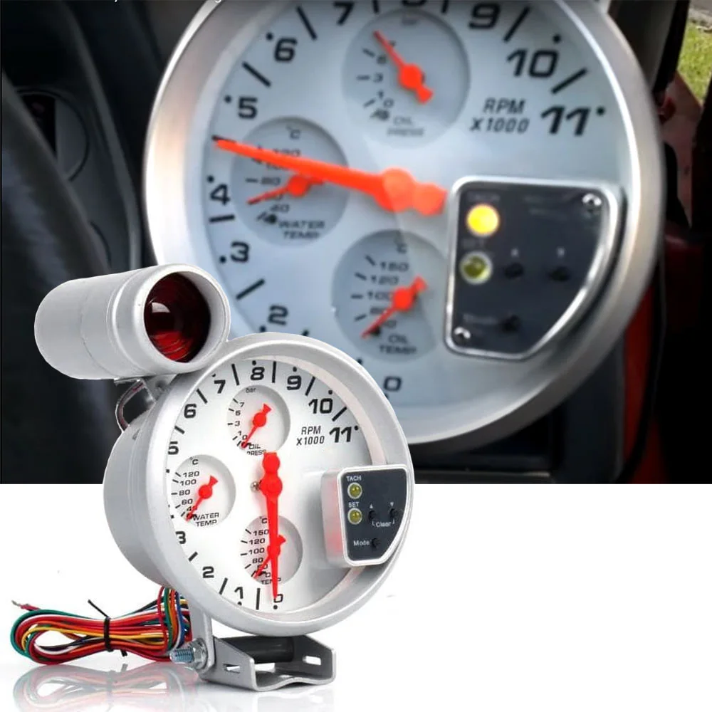 

5" TYPE R 4-IN-1 TACHOMETER TACHOMETER WITH WATER TEMP OIL TEMP OIL PRESSURE AUTO METER AUTO GAUGE/CAR METER CAR PARTS