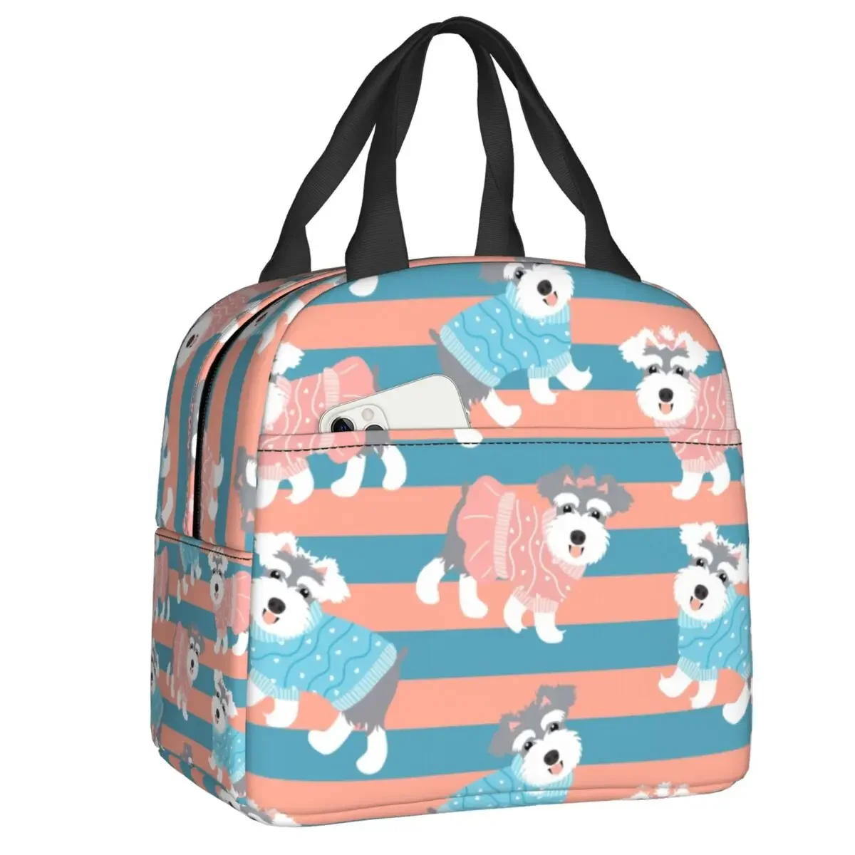 Miniature Schnauzer Dog Insulated Lunch Bags for School Office Puppy Waterproof Cooler Thermal Bento Box Women Kids