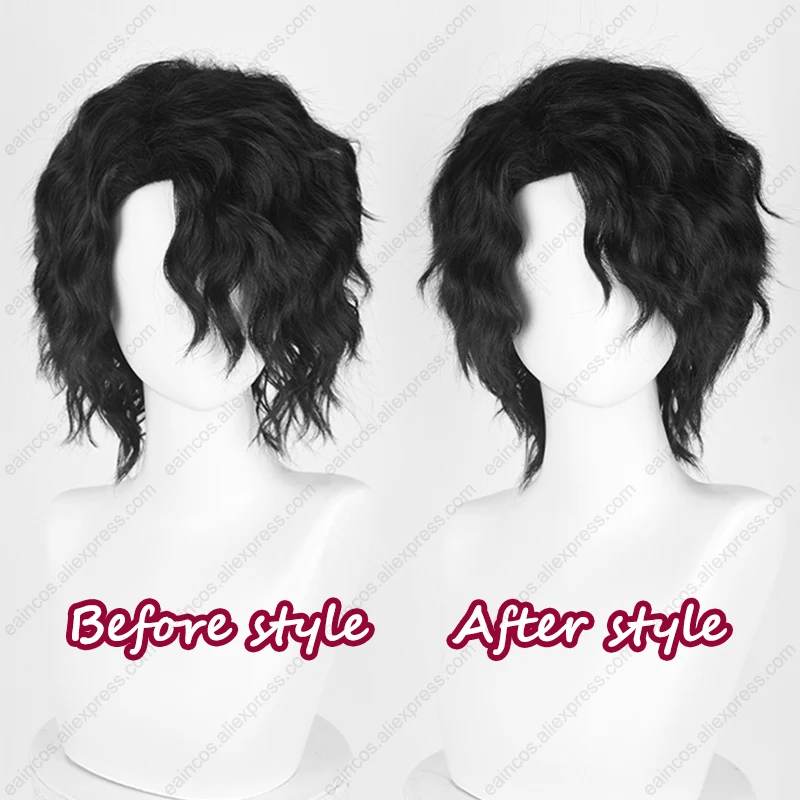 Anime Sakusa Kiyoomi Cosplay Wig 35cm Black Cruly Short Hair Heat Resistant Synthetic Wigs Halloween Party