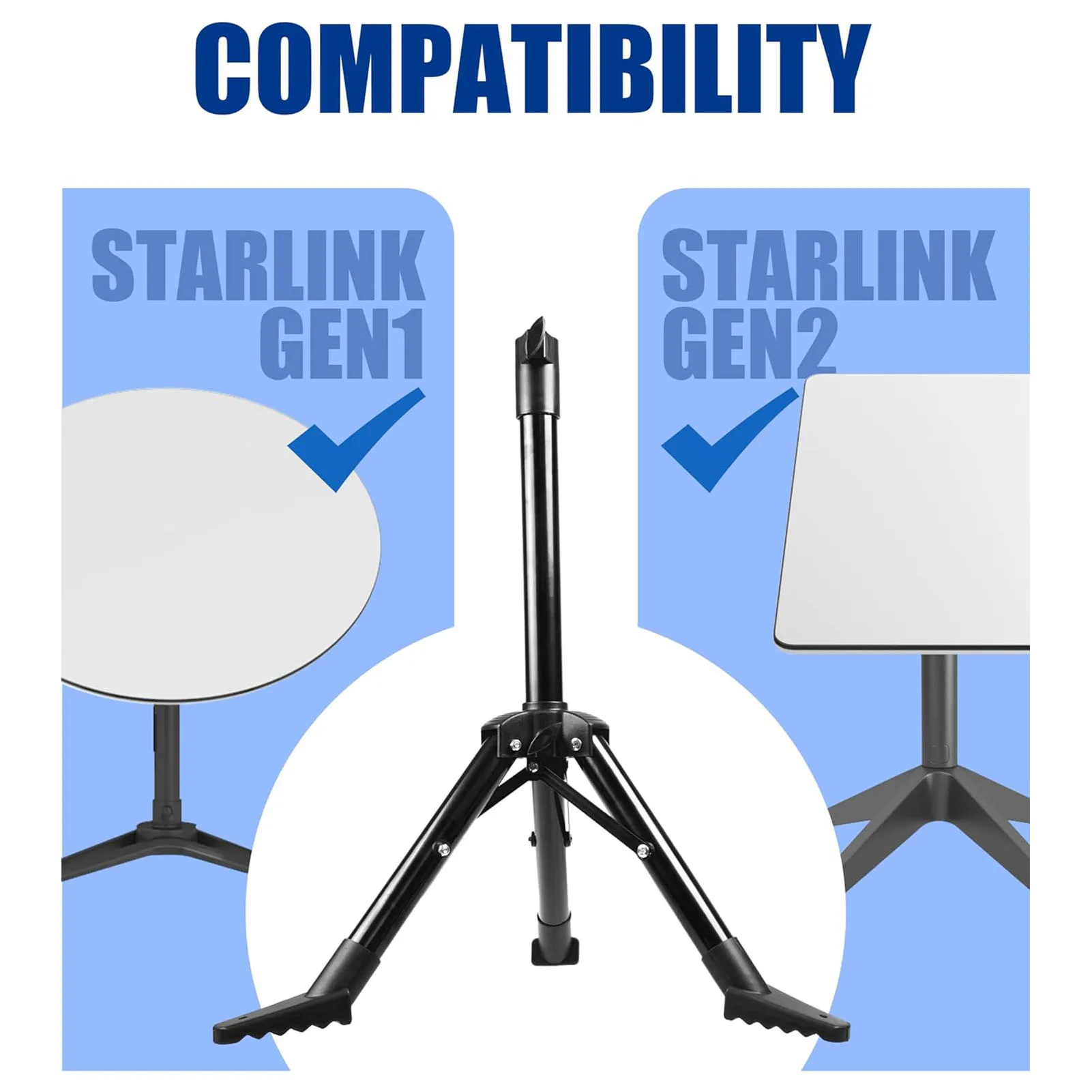 Foldable Tripod Compact Design Stable Structure Screw Fixing Antenna Support Stand for Roof Camping for Starlink V2 V1 Device