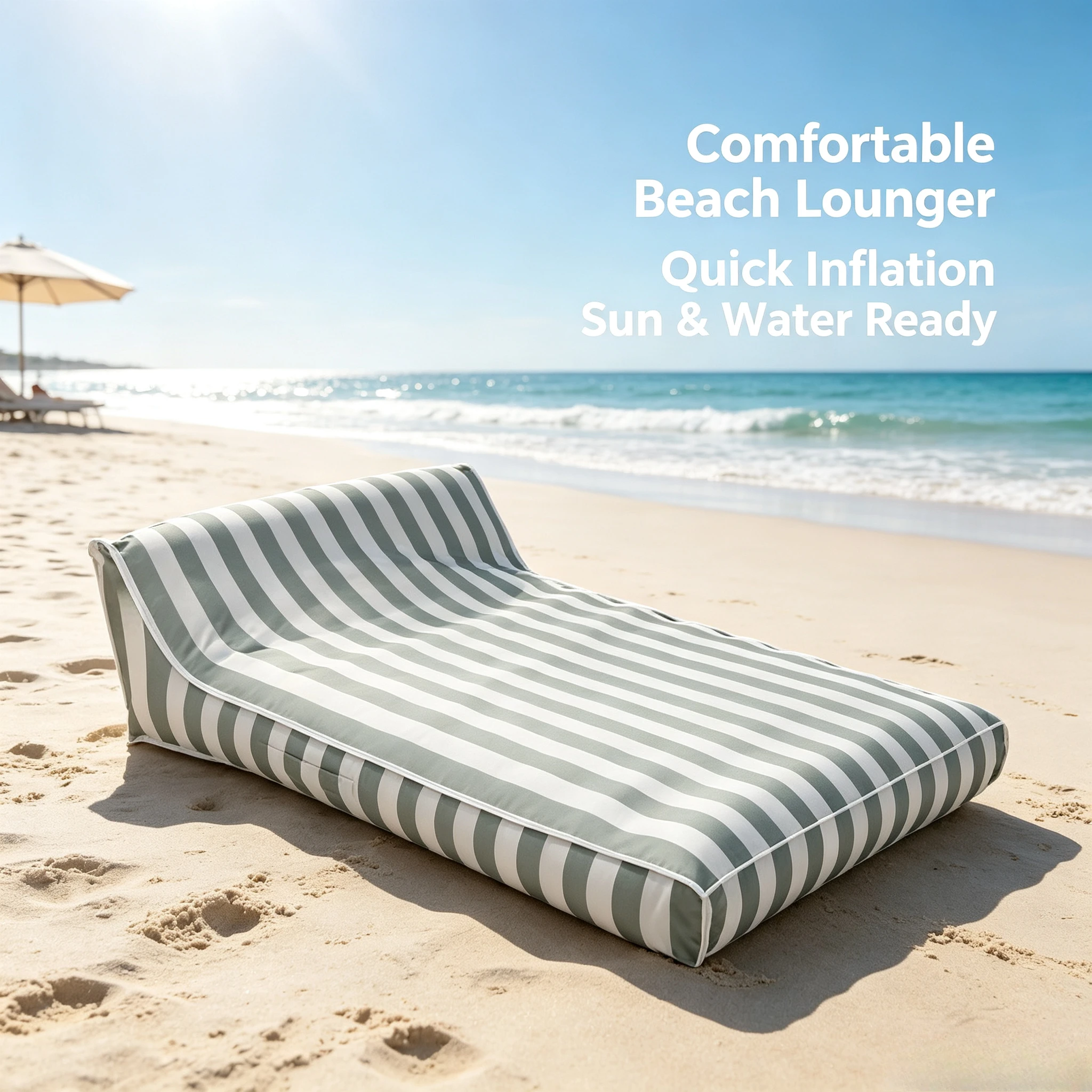 

Indoor/Outdoor Floating Double Pool Lounger Striped Water Float Backrest Waterproof Floating Sofa for Pools Beaches Backyards