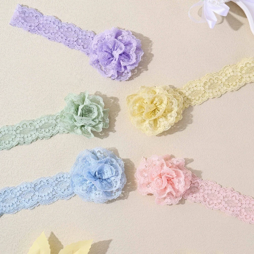 

Детская повязка на голову с шифоновым цветком, детская эластичная кружевная повязка для волос, повязки на голову для новорожденных, головные уборы для девочек, аксессуары для волос для маленьких девочек