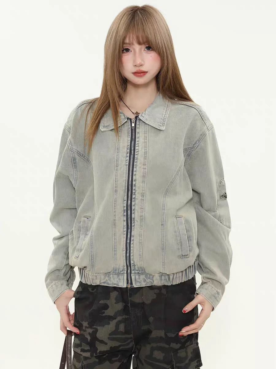 سترات بومبر للنساء سترة Techwear الخريف الحد الأدنى بسيط عادي طبقة واحدة كلينفيت ضغط زرر OL مكتب المهنية #2