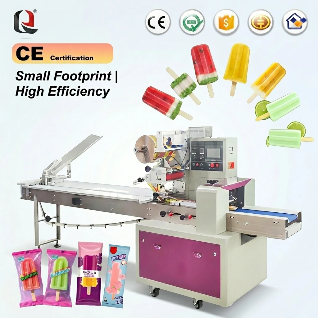 High Speed Automatic Ice Cream Popsicle Pillow Packing Machine for Summer Lolly Stick