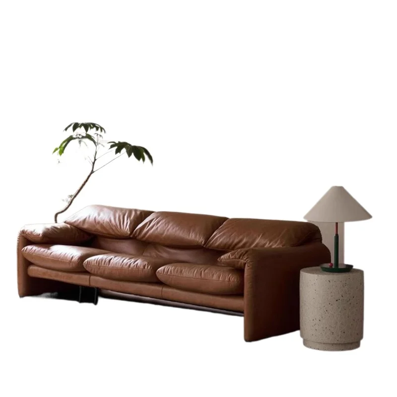 

Genuine leather first layer cowhide oil wax leather Italian retro style small apartment straight row