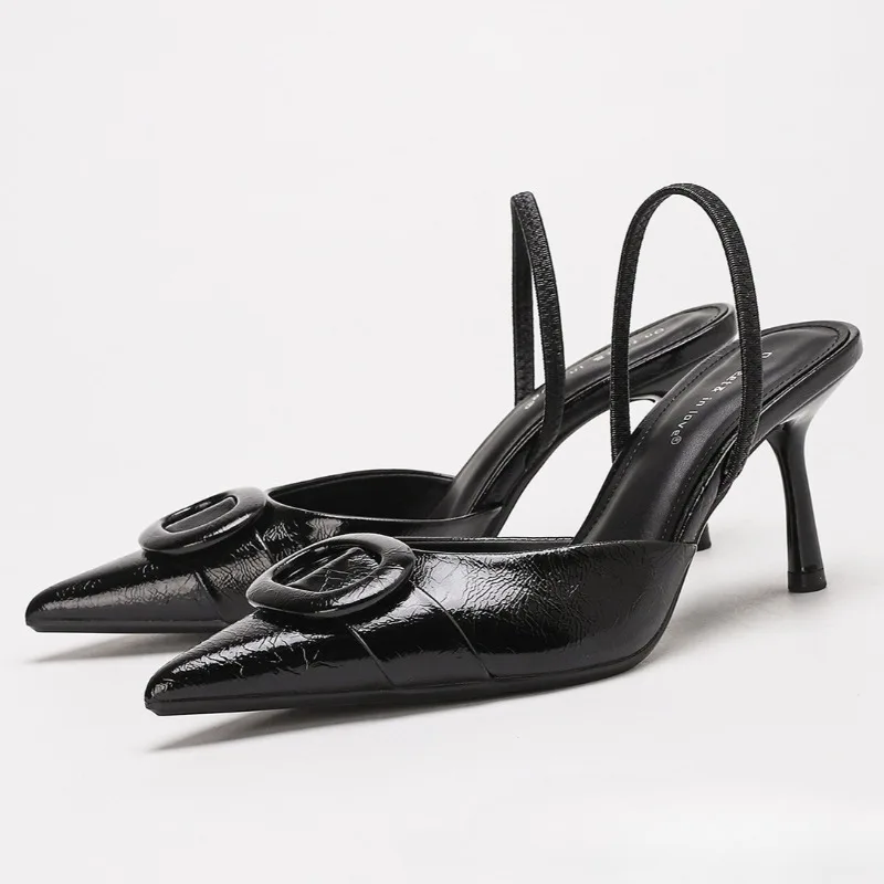 

Elegant Pointed Toe Pumps Mules Women Pumps Belt Buckle Fashion Slingback Party Dress Shoes Office Sexy Design Thin High Heels