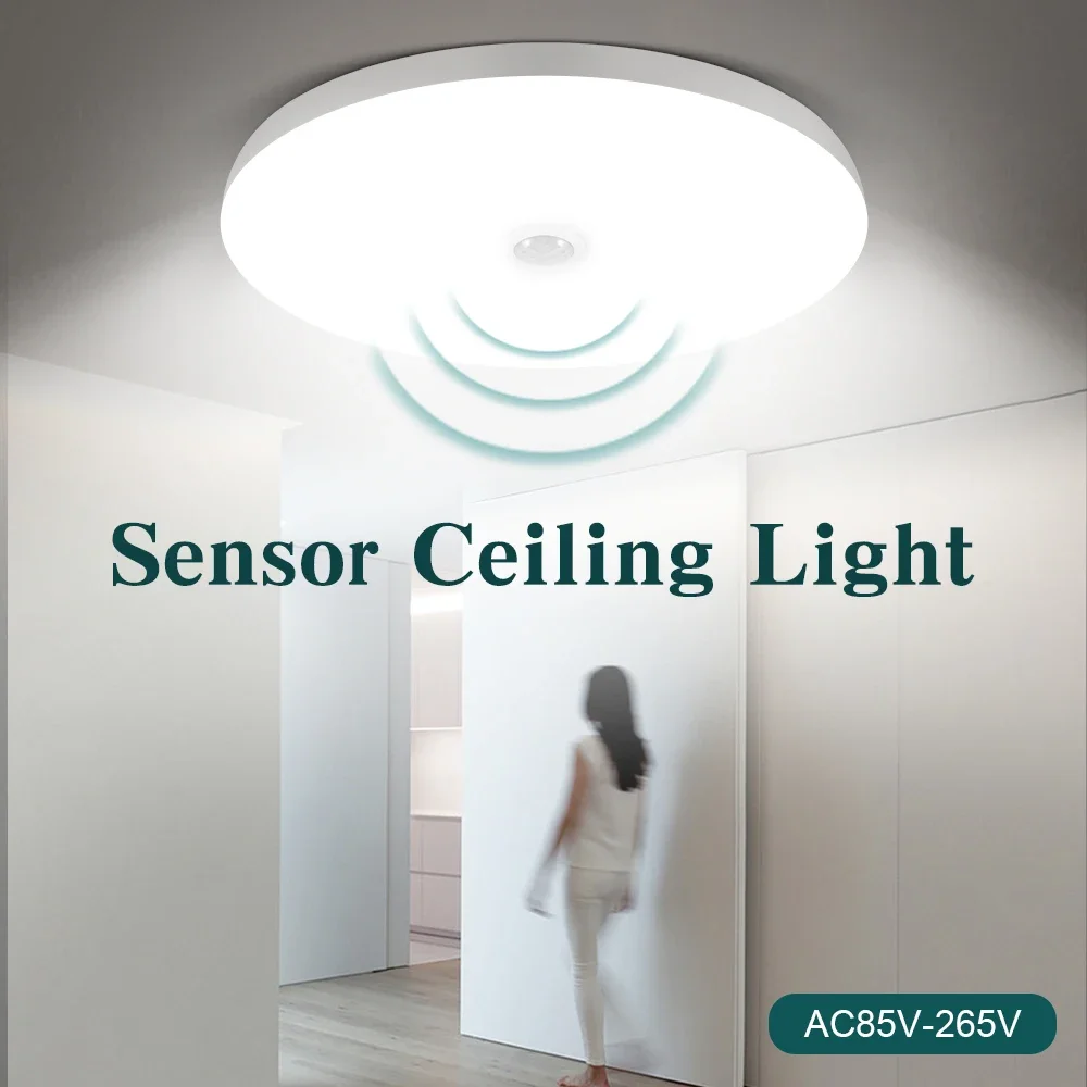 Led Motion Sensor Light 85-220V Ceiling Lamp For Home Corridor Stair Veranda Living Room Bedroom Rader Sensor Smart Night Light