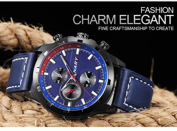 ساعة كوارتز فاخرة للرجال ، علامة تجارية شهيرة ، ساعات عمل ، ساعة ذكر ، موضة ، ذكر ، من من Nary-