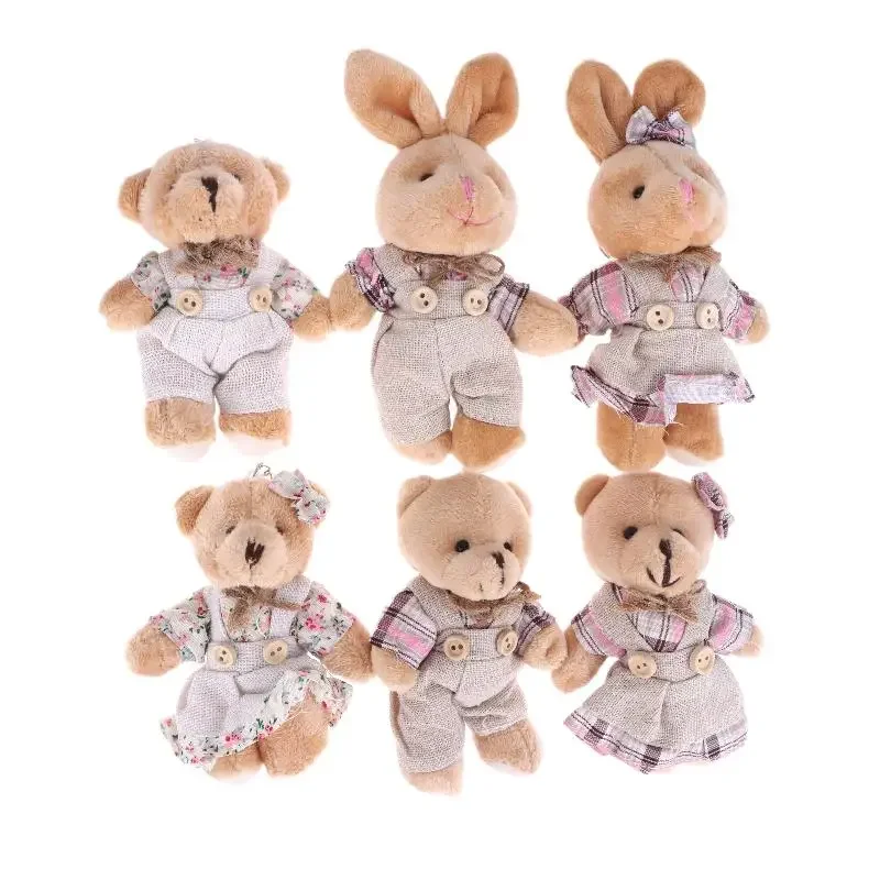 

1Pc 2025 New Soft Stuffed Animal Bear Rabbit Plush Doll Key Chain Toy Couple Key Ring Backpack Bag Hanging Pendant Toy