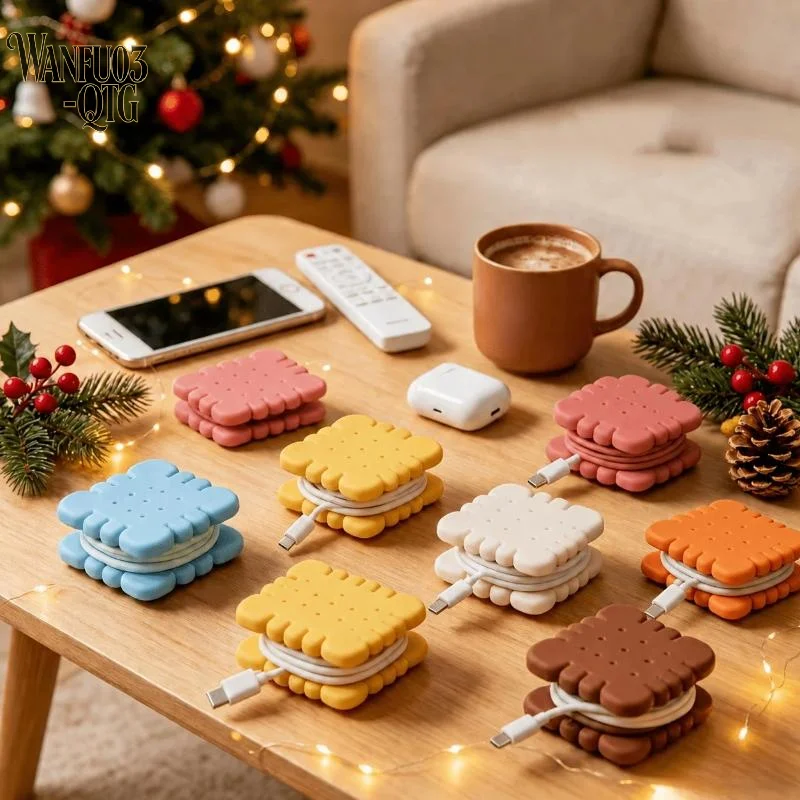 Hot Sale Cute Biscuit Style Cable Holder Durable Tangle Free  For Home Office Desk Cable Management