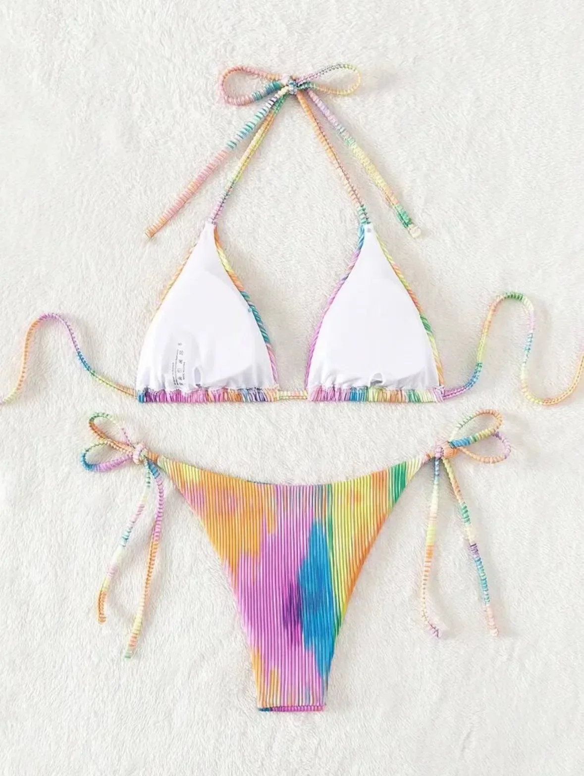 Micro bikini da donna con stampa arcobaleno set due pezzi cravatta halter perizoma costume da bagno costumi da bagno costume da bagno abiti da spiaggia biquini