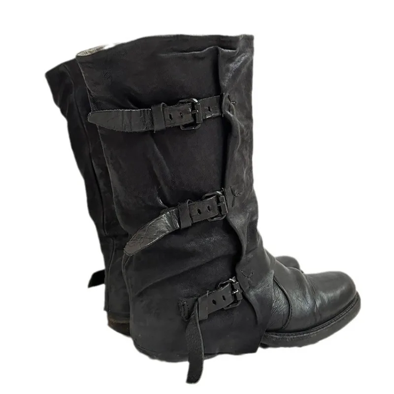 Classic Women Shoes Retro Luxury Genuine Leather Knight Boots for Woman Fashion Platform Slouchy Boot Designer Shoes Botas Mujer image 6