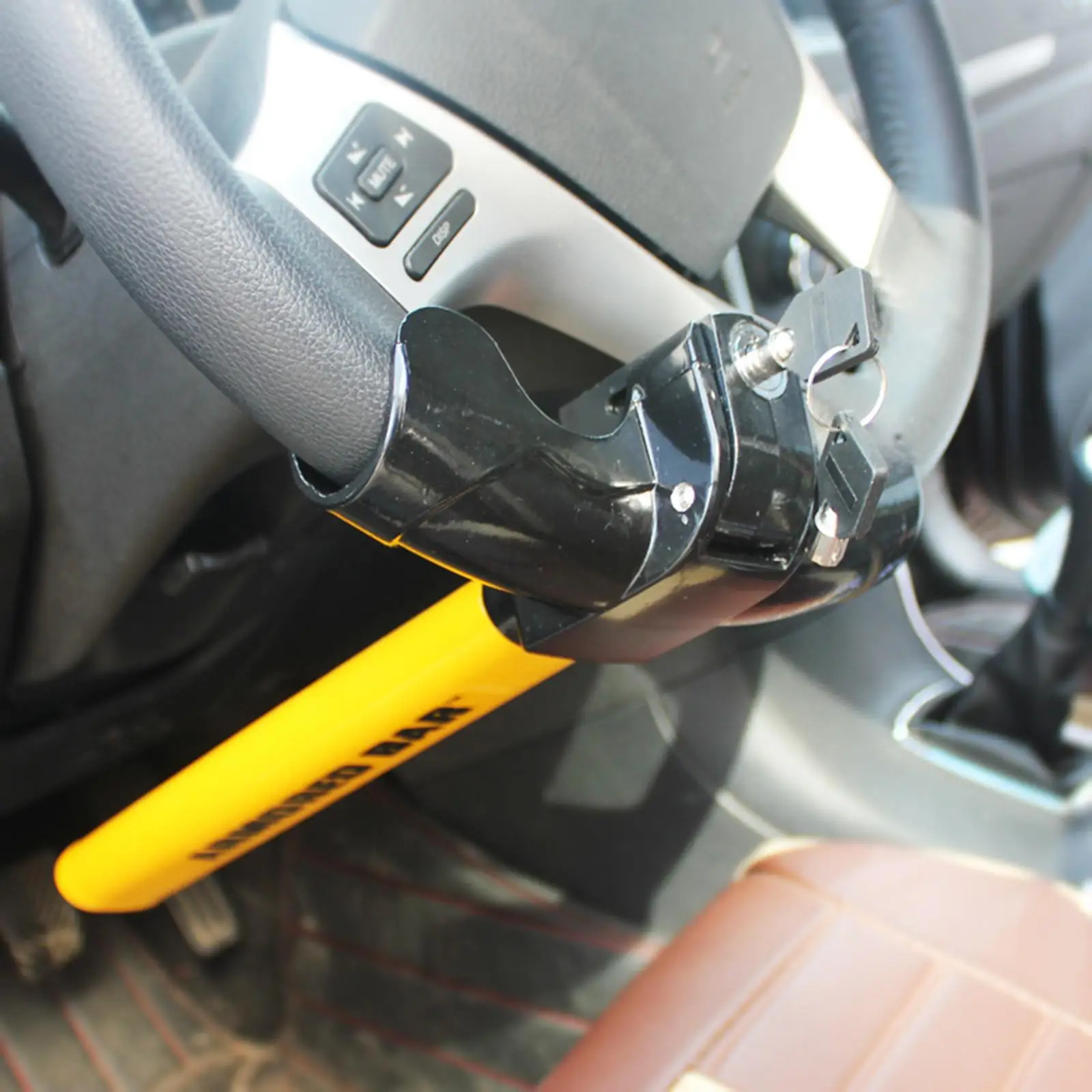 Anti Theft Steering Wheel Lock for Car T Shaped Stainless Steel Heavy Duty Security Lock with Two Keys