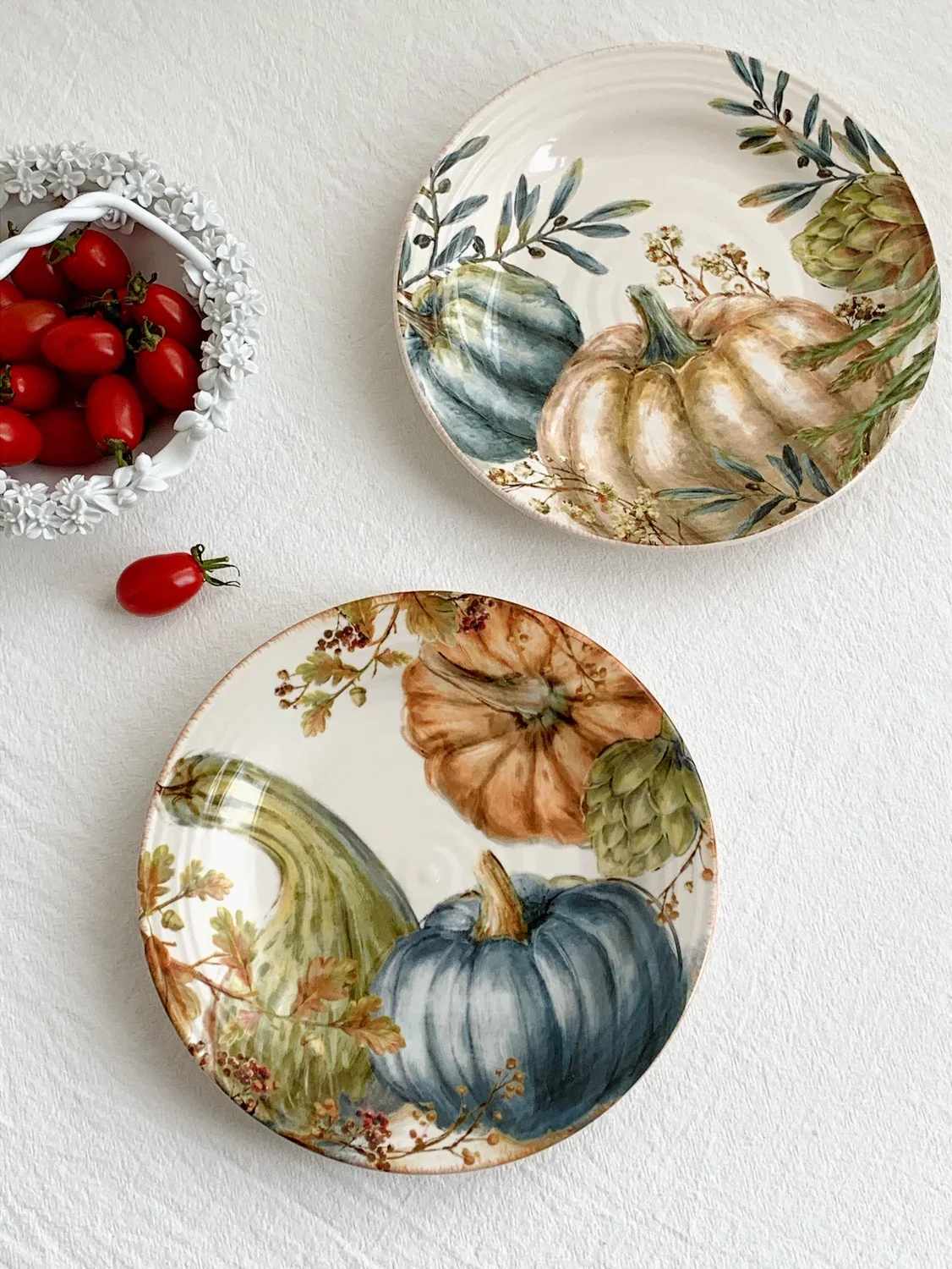 Export Single Pastoral Glaze Medium Color Pumpkin Ceramic Dining Plate Dessert Plate Vegetable Plate