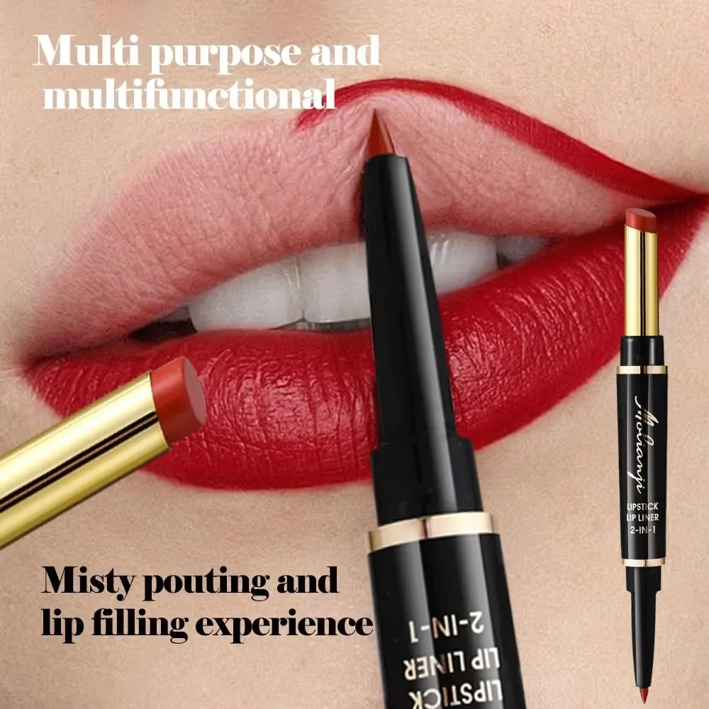 Rossetto retrattile per labbra retrattile 2 in 1 a 3 colori, sbiancante rimpolpante nudo, adatto a tutte le pelli, a lunga durata, a prova di trasferimento, facile da applicare