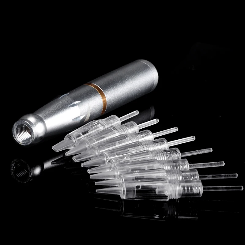 10PCS Aghi per tatuaggio monouso a vite 1D 1P 3P 5F/Aghi per microblading per sopracciglio Eyeliner labbra PMU Macchina per trucco permanente