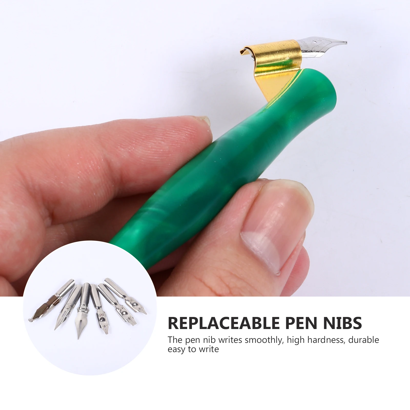 1 set Dip Pen Set 6 Nibs Wood Handle Calligraphy Pen Smooth Writing Wear-Resistant Lightweight Design Gift For Beginners