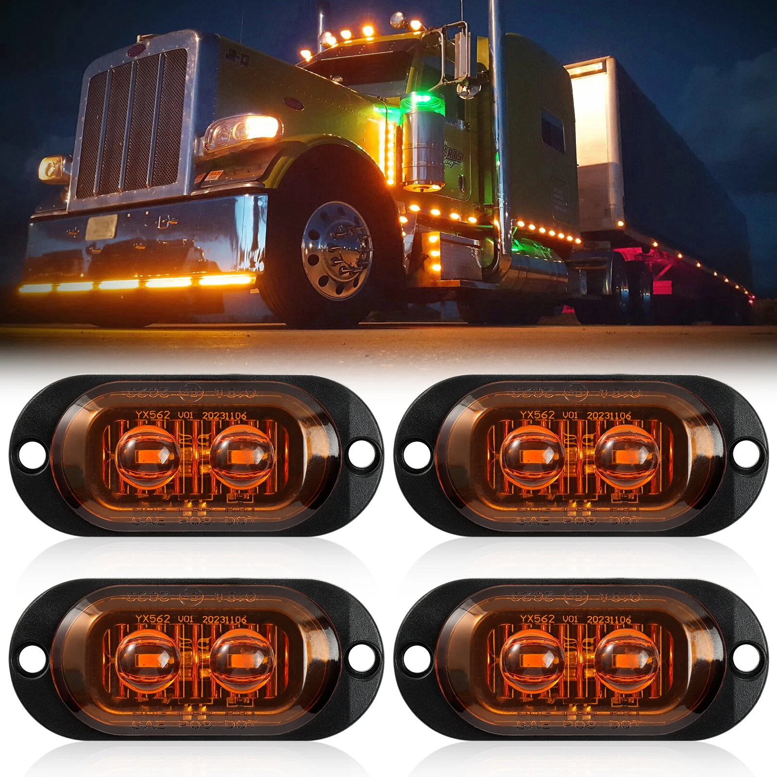 4x luz LED Universal de posición lateral ámbar 12-24V posición de liquidación lámpara de señal de giro camión RV remolque camión camioneta SUV caravana E8