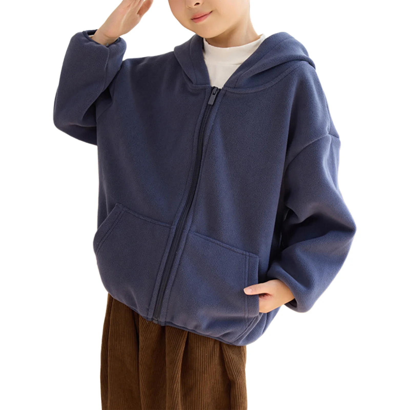 Filles garçons mode veste fermeture éclair polaire manteau à capuche vêtements d'extérieur manches longues veste à capuche pour l'entraînement en plein air décontracté usage quotidien