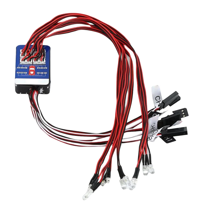 AS96-RC carro 12 led conjunto de luz sistema iluminação kit simulação luzes piscando para 1/10 1/8 rc carro caminhão iluminação acessório