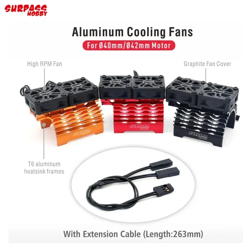 Surpass Hobby 40mm Metal Cooling Fan - Double Cool Heat Sink for 4068/4076/4274/4282 1/5 1/8 1/10 RC Car