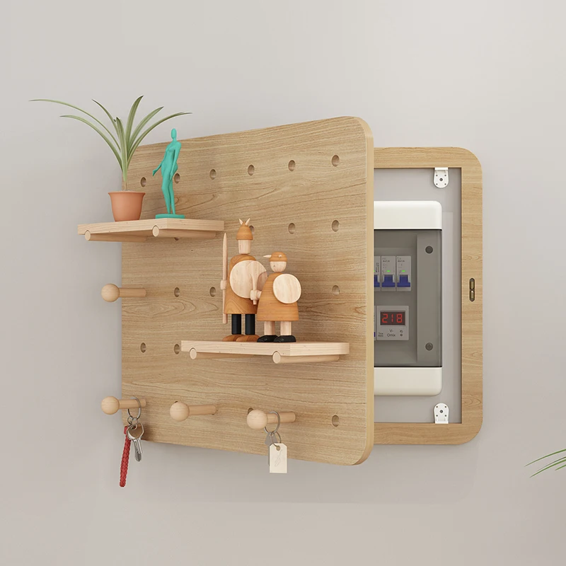 

Decorative Hole Board Electric Meter Box Decore Painting Punch-free Rack Solid Wood Shielding Boxes Vintage Home Room Decor