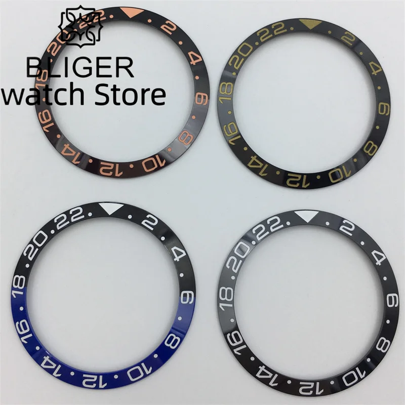 BLIGER 35.4mm x 29.2mm Black Blue Green Yellow Orange ceramic bezel suitable for 38mm cases